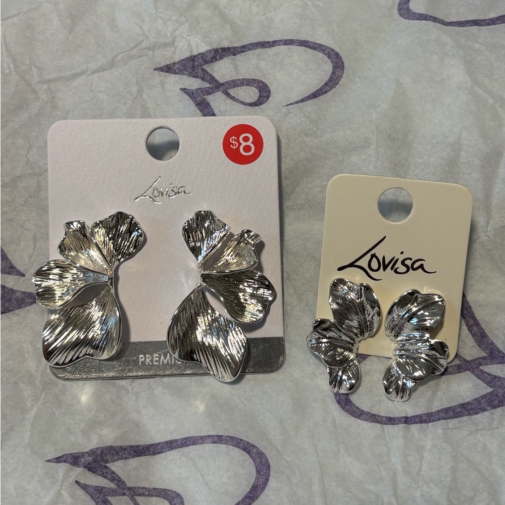 LOVISA silver petal earrings
